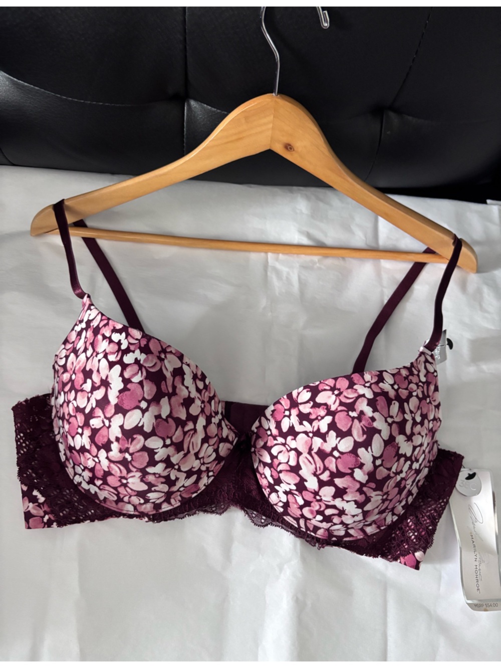 Marilyn Monroe Plum and Pink Floral Lace Padded Bra